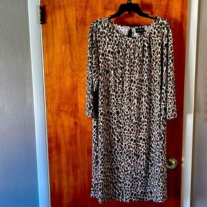 Lane Bryant leopard print stretch midi 3/4 sleeve swing dress size 18/20